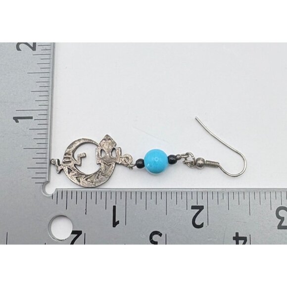 Vintage Lizard Dangle Earrings Silver Tone With Bead Accents Desert Gecko - Picture 2 of 6